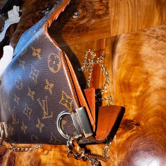 Louis Vuitton monogram vintage international brown wallet converted Crossbody